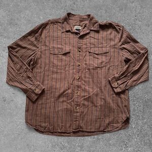 Magellan Sportswear Mens XXL Brown Plaid Cotton Button Up Shirt Long Sleeve